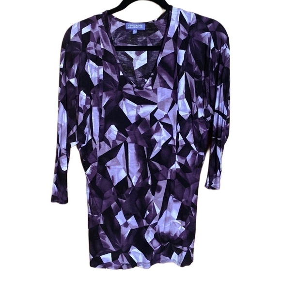 Vivienne Tam geometric design purple batwing top size S - Picture 1 of 5